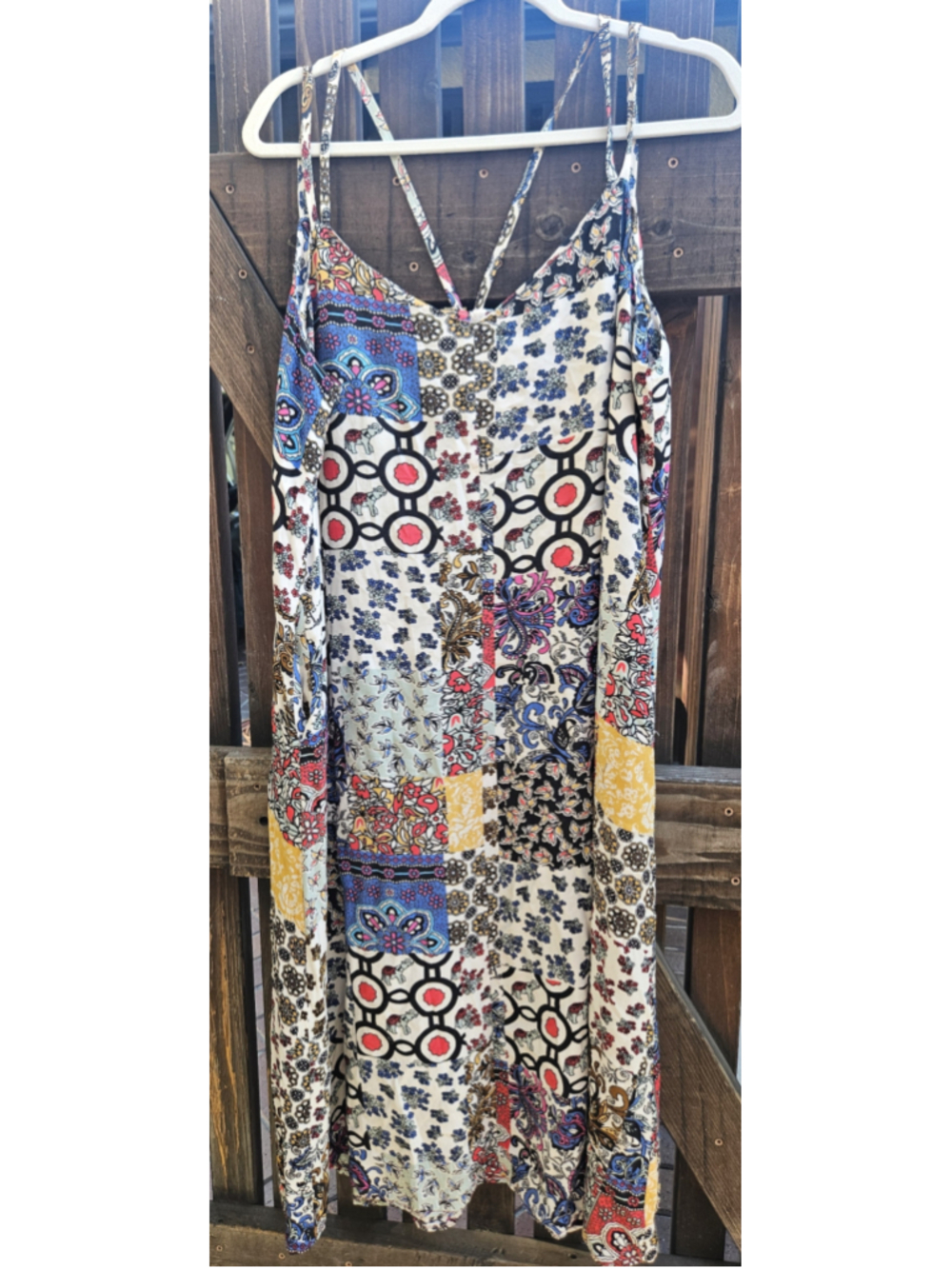 For The Republic Boho Patchwork Elephant Maxi Dress Multicolor Size XL